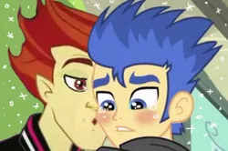 Size: 440x293 | Tagged: safe, artist:peppersupreme, derpibooru import, edit, edited screencap, screencap, flash sentry, human, equestria girls, equestria girls (movie), brad, cropped, crossover, crossover shipping, gay, heath burns (monster high), husbando thief, male, monster high, role reversal, shipping