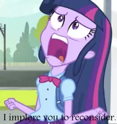 Size: 567x600 | Tagged: safe, derpibooru import, edit, edited screencap, screencap, twilight sparkle, equestria girls, equestria girls (movie), caption, cropped, exploitable meme, kung pow, meme, solo, twiscream