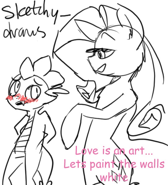 Size: 542x595 | Tagged: suggestive, artist:lizzyoli-ravioli, derpibooru import, rarity, spike, pony, 30 minute art challenge, bipedal, blushing, comic sans, female, male, meme, rarity's bad pickup lines, shipping, sparity, straight