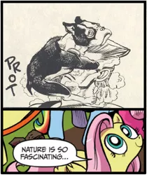 Size: 397x473 | Tagged: safe, derpibooru import, fluttershy, pony, exploitable meme, fart, iggy, jean pierre polnareff, jojo's bizarre adventure, meme, nature is so fascinating, obligatory pony