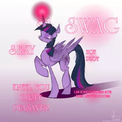 Size: 1000x1000 | Tagged: safe, artist:spromultis, derpibooru import, twilight sparkle, twilight sparkle (alicorn), alicorn, pony, female, magic, mare, smug, smuglight sparkle, solo, swag, tyrant sparkle