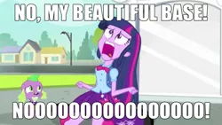 Size: 795x449 | Tagged: safe, derpibooru import, edit, edited screencap, screencap, spike, twilight sparkle, dog, equestria girls, equestria girls (movie), duo, exploitable meme, invader zim, meme, spike the dog, twiscream