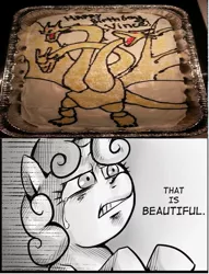 Size: 536x702 | Tagged: best birthday cake ever, birthday cake, cake, derpibooru import, exploitable meme, food, godzilla (series), kaiju, king ghidorah, meme, safe, sweetie belle, that is beautiful