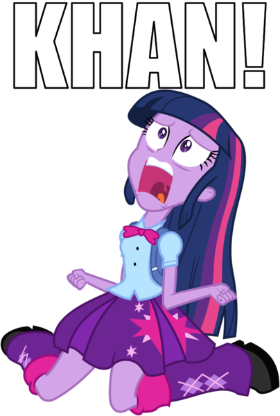 Size: 680x1010 | Tagged: safe, artist:masem, derpibooru import, twilight sparkle, equestria girls, equestria girls (movie), background removed, caption, exploitable meme, image macro, khaaaaaaan, khan, meme, simple background, solo, star trek, star trek ii: the wrath of khan, text, transparent background, twiscream