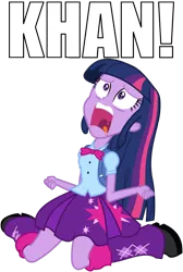 Size: 680x1010 | Tagged: safe, artist:masem, derpibooru import, twilight sparkle, equestria girls, equestria girls (movie), background removed, caption, exploitable meme, image macro, khaaaaaaan, khan, meme, simple background, solo, star trek, star trek ii: the wrath of khan, text, transparent background, twiscream