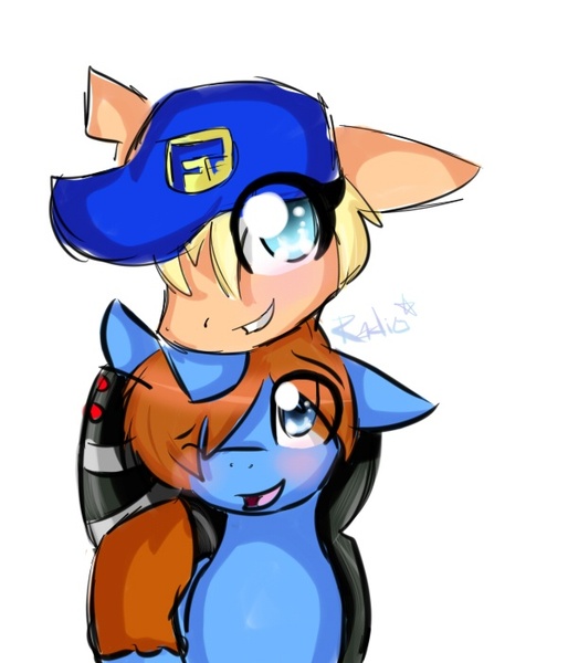 Size: 600x700 | Tagged: safe, artist:radi0activecalh0un, derpibooru import, ponified, pony, calhoun, fix-it felix jr., hero's cuties, hero's duty, shipping, wreck-it ralph