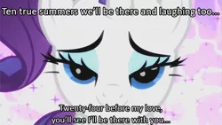 Size: 853x480 | Tagged: bedroom eyes, caption, derpibooru import, edit, image macro, meme, raribout, rarity, roundabout, safe, song reference, text, yes (band)
