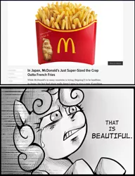 Size: 537x700 | Tagged: barely pony related, derpibooru import, exploitable meme, food, french fries, mcdonald's, meme, obligatory pony, safe, sweetie belle, that is beautiful