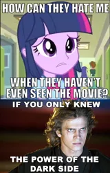 Size: 500x781 | Tagged: safe, derpibooru import, edit, edited screencap, screencap, twilight sparkle, equestria girls, equestria girls (movie), anakin skywalker, caption, cropped, darth vader, image macro, star wars, text