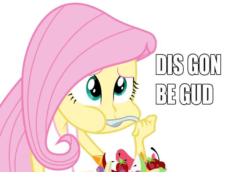 Size: 960x697 | Tagged: safe, artist:lolietails, derpibooru import, fluttershy, human, equestria girls, equestria girls (movie), animated, background removed, eating, food, fruit salad, humanized, reaction image, salad, seizure warning, simple background, solo, transparent background