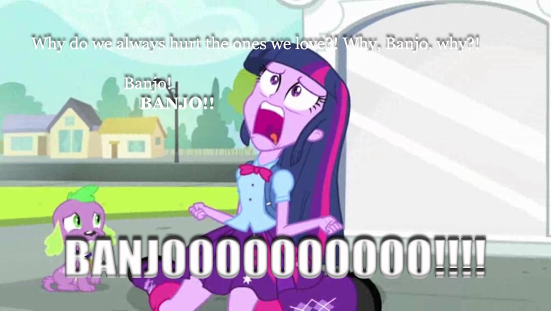 Size: 795x449 | Tagged: safe, derpibooru import, edit, edited screencap, screencap, spike, twilight sparkle, dog, equestria girls, equestria girls (movie), duo, exploitable meme, meme, space ghost, spike the dog, twiscream