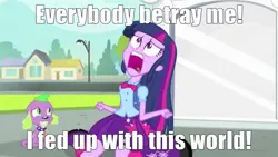 Size: 795x449 | Tagged: safe, derpibooru import, edit, edited screencap, screencap, spike, twilight sparkle, dog, equestria girls, equestria girls (movie), duo, exploitable meme, meme, spike the dog, the room, twiscream