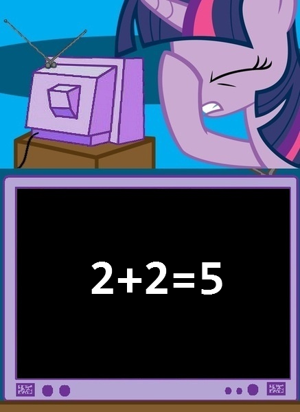 Size: 437x600 | Tagged: 1984, 2+2=5, derpibooru import, exploitable meme, math, meme, obligatory pony, safe, tv meme, twilight sparkle