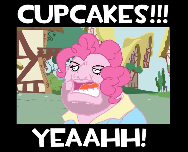 Size: 950x768 | Tagged: artist:syntaxbananaz, coach (l4d2), cupcake, derpibooru import, food, left 4 dead 2, left 4 speed 2, pinkie pie, safe