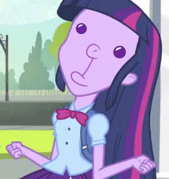 Size: 661x700 | Tagged: safe, derpibooru import, edit, edited screencap, screencap, twilight sparkle, equestria girls, equestria girls (movie), cropped, exploitable meme, fish face, karl pilkington, meme, solo, twiscream