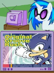 Size: 504x690 | Tagged: safe, derpibooru import, vinyl scratch, crossover, exploitable meme, image, meme, obligatory pony, original soundtrack, png, sonic rush, sonic the hedgehog, sonic the hedgehog (series), tv meme