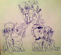 Size: 1988x1786 | Tagged: ace, artist:kuku88, bright eyes, derpibooru import, g1, lancer, my little pony tales, safe, shipping, starlight (g1), sweetheart, teddy, traditional art