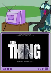 Size: 425x602 | Tagged: derpibooru import, exploitable meme, irony, meme, obligatory pony, queen chrysalis, safe, the thing, the thing (2011), tv meme