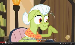 Size: 854x510 | Tagged: caption, derpibooru import, edit, edited screencap, family appreciation day, granny smith, meme, safe, screencap, solo, youtube caption