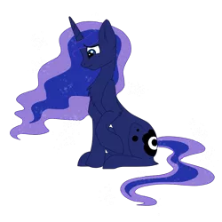 Size: 896x896 | Tagged: artist:pastelflakes, chest fluff, derpibooru import, princess luna, safe, simple background, sitting, solo