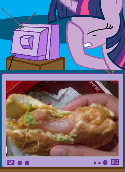 Size: 562x771 | Tagged: bird, chicken, derpibooru import, exploitable meme, facehoof, fail, kfc, meme, obligatory pony, raw, safe, tv meme, twilight sparkle