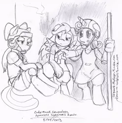 Size: 587x591 | Tagged: 30 minute art challenge, anthro, apocalypse, apple bloom, artist:evangle, cutie mark crusaders, derpibooru import, scootaloo, semi-grimdark, sweetie belle