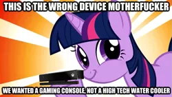 Size: 545x307 | Tagged: caption, derpibooru import, faic, image macro, safe, smirk, text, twiface, twilight sparkle, vulgar, wrong neighborhood, xbox one