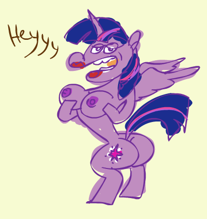 Size: 405x429 | Tagged: alicorn, anthro, artist needed, ass, breasts, butt, chestbreasts, derpibooru import, female, lipstick, nipples, nudity, questionable, solo, stylistic suck, twilight sparkle, twilight sparkle (alicorn)