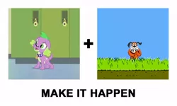 Size: 1000x600 | Tagged: safe, derpibooru import, spike, dog, equestria girls, equestria girls (movie), duck hunt, exploitable meme, make it happen, meme, meta, nintendo, spike the dog, video game