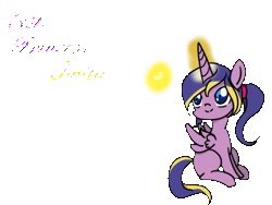 Size: 500x375 | Tagged: safe, artist:taligintou, derpibooru import, oc, oc:princess twila, unofficial characters only, alicorn, pony, ask princesstwila, alicorn oc, animated, glowing horn, horn, offspring, parent:prince blueblood, parent:twilight sparkle, parents:twiblood, solo, tumblr, wings