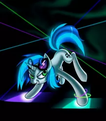 Size: 835x957 | Tagged: artist:myhysteria, dancing, derpibooru import, glow, glowstick, laser, safe, solo, vinyl scratch