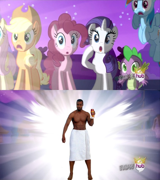 Size: 1920x2160 | Tagged: alicorn flash, applejack, derpibooru import, exploitable meme, fluttershy, hub logo, isaiah mustafa, meme, old spice, pinkie pie, rainbow dash, rarity, safe, spike