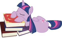 Size: 900x547 | Tagged: artist:fiddlearts, book, dead source, derpibooru import, safe, simple background, sleeping, solo, transparent background, twilight sparkle, vector