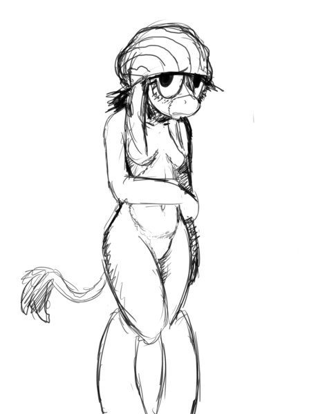 Size: 1280x1670 | Tagged: anthro, artist:gordonfreeguy, breasts, derpibooru import, donkey, female, femdonk, freckles, hat, monochrome, nudity, oc, pubic hair, questionable, rule 63, shy, simple background, solo, solo female, unofficial characters only, white background