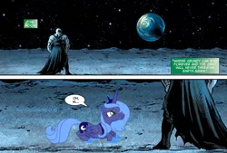 Size: 1276x864 | Tagged: derpibooru import, discord, earth 2, earth-2, moon, planet, princess luna, s1 luna, safe, solomon grundy, speech bubble