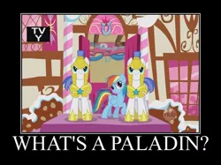 Size: 750x561 | Tagged: a bird in the hoof, betrayal, derpibooru import, edit, edited screencap, hub logo, motivational poster, rainbow dash, safe, screencap, spoony, the spoony experiment, tv rating, ultima, ultima ix