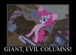 Size: 750x541 | Tagged: betrayal, bipedal, bridle gossip, derpibooru import, edit, edited screencap, ei, gritted teeth, hub logo, motivational poster, pinkie pie, safe, screencap, spoony, ultima, ultima ix