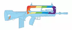 Size: 1794x754 | Tagged: artist:katamariguy, assault rifle, awesome, derpibooru import, famas, gun, military, paint job, rainbow dash, rifle, safe, weapon