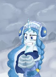 Size: 702x960 | Tagged: safe, artist:pridark, derpibooru import, oc, oc:princess argenta, ponified, alicorn, pony, alicorn oc, argentina, clothes, cold, earmuffs, hat, horn, nation ponies, scarf, sweater, wings, winter