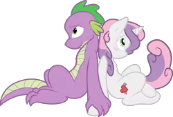 Size: 10834x7386 | Tagged: safe, artist:ambris, artist:ficisism, derpibooru import, spike, sweetie belle, absurd resolution, blushing, female, image, male, png, shipping, simple background, spikebelle, straight, transparent background, vector