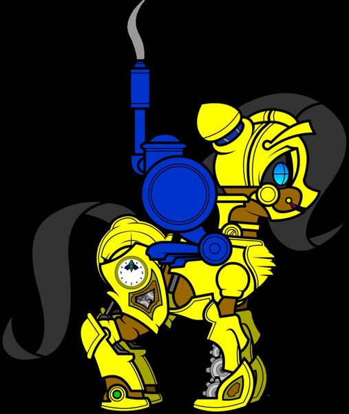 Size: 822x973 | Tagged: artist:inkwell, clock, derpibooru import, mech, robot, safe, steampunk