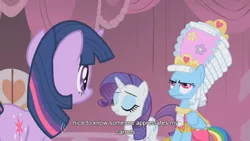 Size: 854x480 | Tagged: caption, carrot, derpibooru import, edit, edited screencap, food, meme, rainbow dash, rainbow dash always dresses in style, rarity, safe, screencap, swarm of the century, twilight sparkle, wig, youtube caption