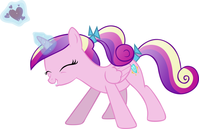 Size: 5002x3236 | Tagged: a canterlot wedding, artist:montanaferrin, dead source, derpibooru import, female, filly, filly cadance, heart, lip bite, magic, ponytail, princess cadance, safe, simple background, solo, transparent background, vector, younger