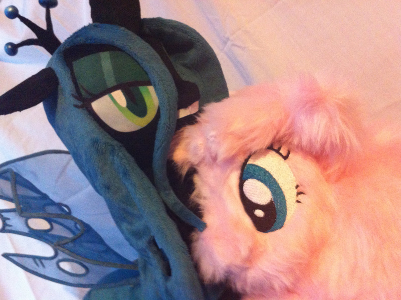 Size: 1280x956 | Tagged: artist:makeitsew, artist:ponyplush, derpibooru import, irl, oc, oc:fluffle puff, photo, plushie, queen chrysalis, safe