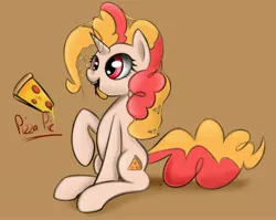 Size: 3152x2512 | Tagged: safe, artist:carligercarl, derpibooru import, oc, oc:pizza pie, ponified, unofficial characters only, food pony, original species, pizza pony, pony, food, meat, pepperoni, pepperoni pizza, pizza, pizza pie