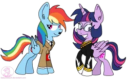 Size: 1342x828 | Tagged: safe, artist:daisy-dictator, derpibooru import, rainbow dash, twilight sparkle, twilight sparkle (alicorn), alicorn, pony, adolf hitler, clothes, cosplay, costume, female, hirohito, mare