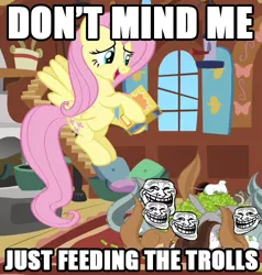 Size: 476x500 | Tagged: caption, derpibooru import, fluttershy, image macro, meme, reaction image, safe, squirrel, text, troll, trollface, you fool