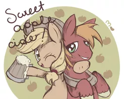 Size: 800x636 | Tagged: safe, artist:ipun, derpibooru import, applejack, big macintosh, earth pony, pony, cider, male, stallion, wingding eyes