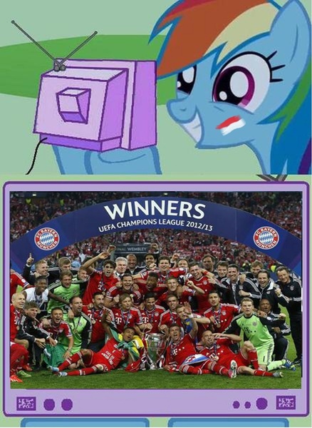 Size: 877x1202 | Tagged: arjen robben, bayern munich, borussia dortmund, champions, derpibooru import, exploitable meme, final, football, meme, obligatory pony, rainbow dash, safe, sports, tv meme, uefa champions league