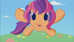 Size: 853x480 | Tagged: cute, cutealoo, derpibooru import, g3, g3.5, impending glomp, jumping, safe, scootaloo, scootaloo (g3), solo